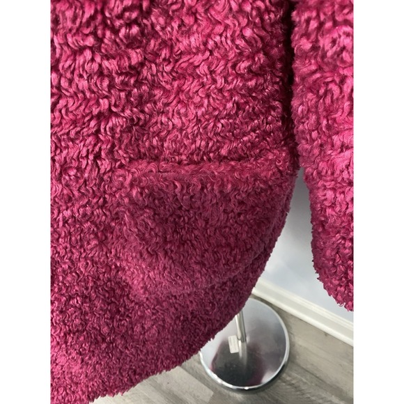 Calvin Klein Pink Faux Fur Coat Women Size Large Black Lined Jacket - Picture 6 of 15